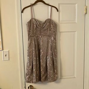 Jill Stuart Mauve Silver Lace Dress Sz 10